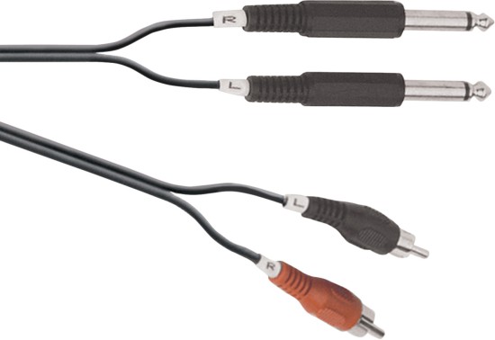 2 x 6.35mm Mono Jack Plugs to 2 x Phono Plugs (image for) 2 x 6.35mm Mono Jack Plugs to 2 x Phono Plugs