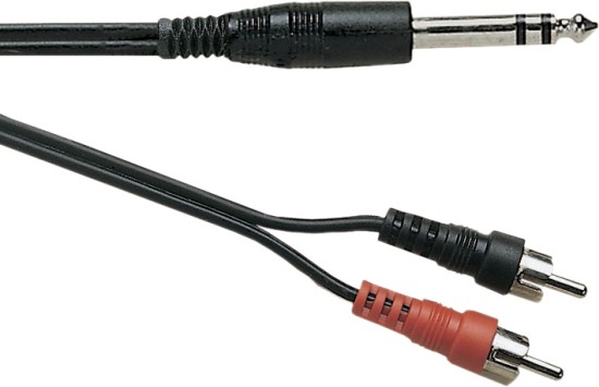 (image for) 6.35mm Stereo Jack Plug to 2 x Phono Plugs