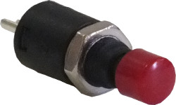 Red miniature momentary push button - Click Image to Close