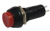 Red latching push switch - round button. - Click Image to Close